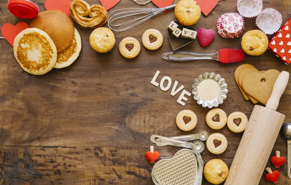 Cookies, ears, wood, cakes, sweet, cupcakes, pancakes