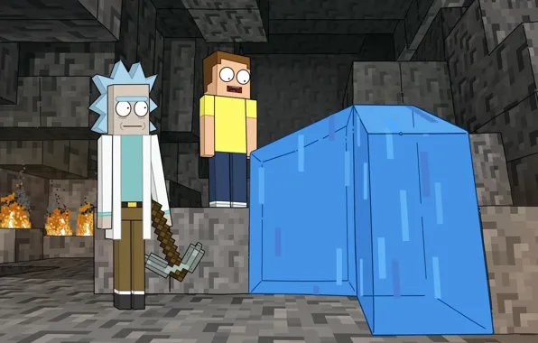 Water, Cave, water, Minecraft, cave, Minecraft, Rick and Morty, Rick and Morty