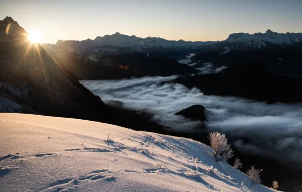 Picture winter, snow, mountains
