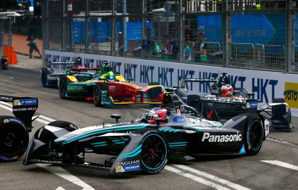 Picture race, track, Jaguar, the fence, check, 2016, Formula E, I-Type 1