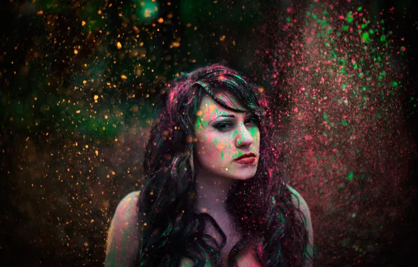 Picture rain, paint, portrait, blur, makeup, placer