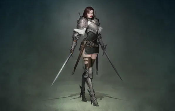 Girl, Minimalism, Armor, Girl, Sword, Swords, Art, Art