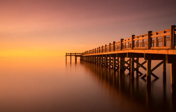 The sky, bridge, dawn, dal, morning, pierce, pond, piles