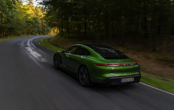 Porsche, Turbo S, forest road, 2020, Taycan