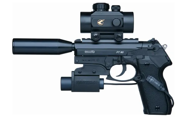 Gun, pistol, weapon, silencer, damper noise, tactical pistol, tactical weapon, 4.5mm
