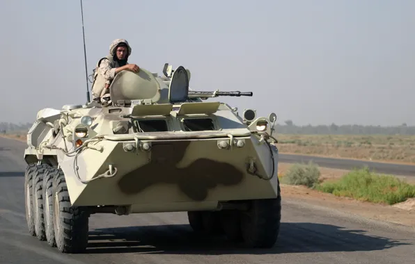 Picture road, war, army, soldiers, Iraq, BTR-80