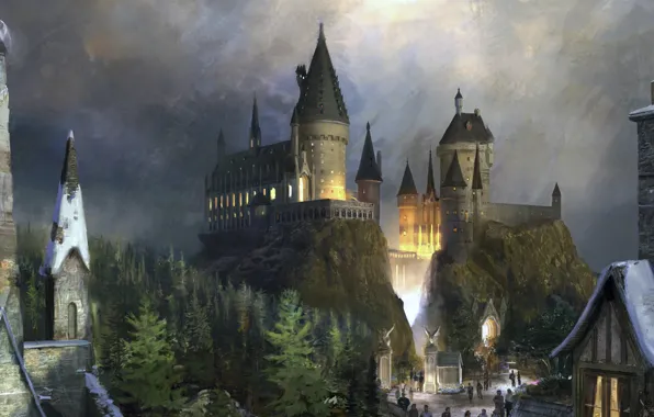 Picture castle, fiction, fantasy, hogwarts, Hogwarts, Harry Potter, Harry Potter