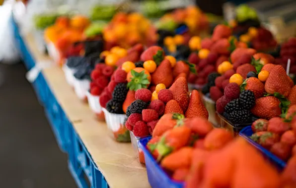 Picture box, a lot, cuts, blueberries, berries, raspberry, harvest, food