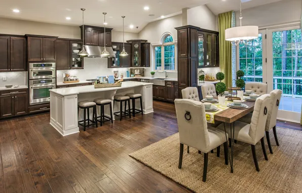 Picture interior, kitchen, living room, dining room
