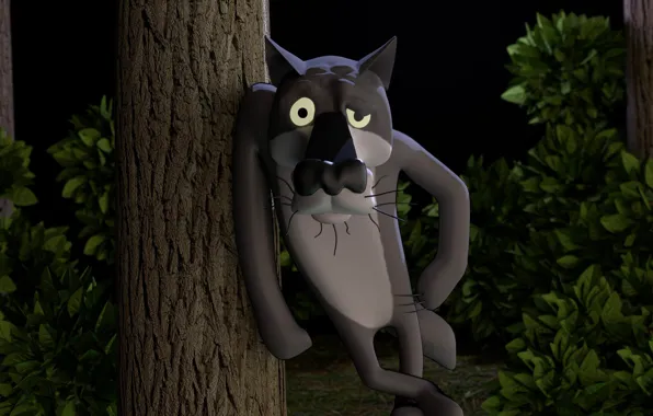 Trees, night, wolf, There once was a Dog