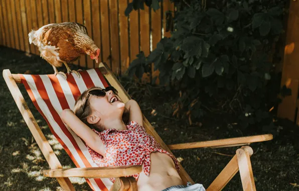 Smile, Child, Girl, Two, Chicken, Sunbathers, Barbara-Ann, Sunbathers