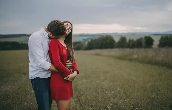 Picture the sky, girl, happiness, nature, hugs, pair, male, lovers