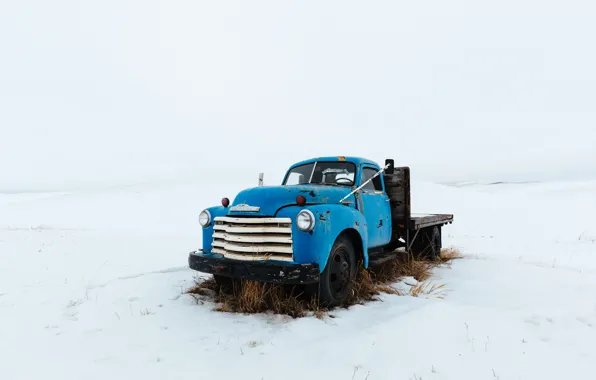 Winter, field, machine, truck