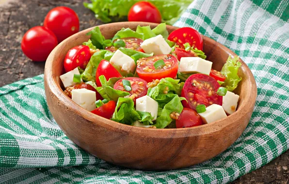 Cheese, tomatoes, salad