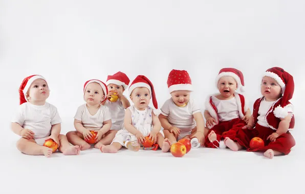 New year, new year, boys, merry christmas, cute, apples, little girl, kids