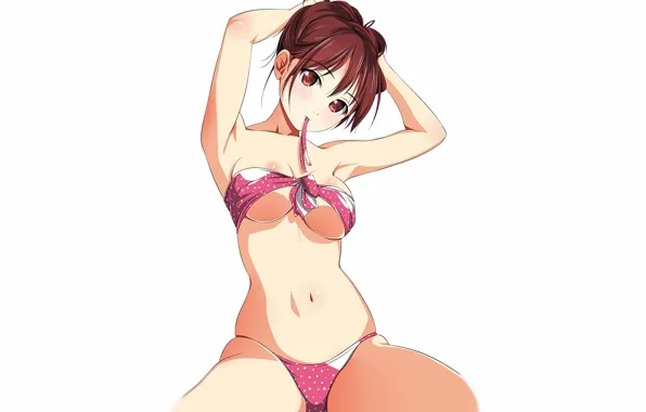 Picture girl, sexy, cleavage, brown hair, brown eyes, boobs, anime, beautiful