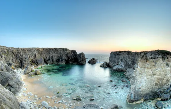 Beach, rocks, France, quiberon peninsula