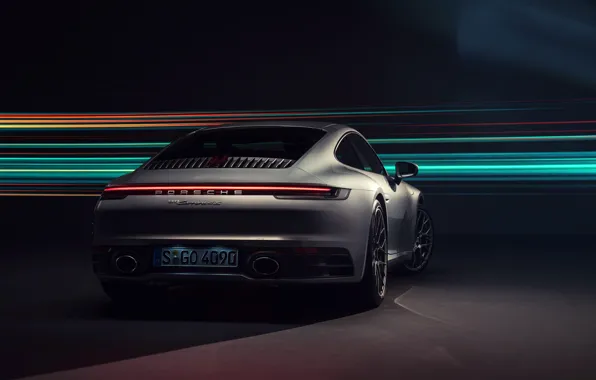 911, Porsche, rear view, Carrera 4S, 2019