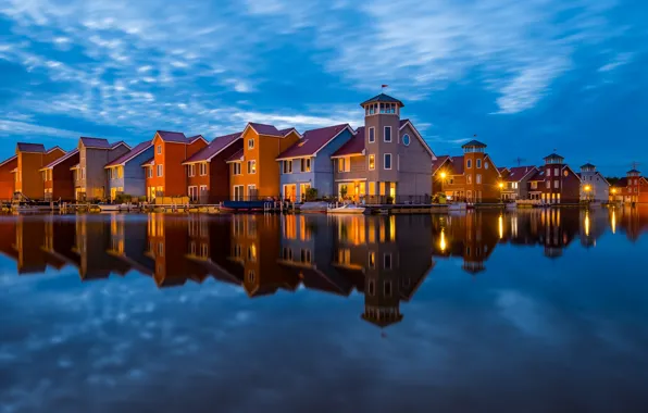 Picture water, reflection, building, home, Netherlands, Groningen, Groningen, The Netherlands