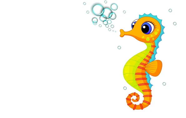 Picture bubbles, art, children's, seahorse