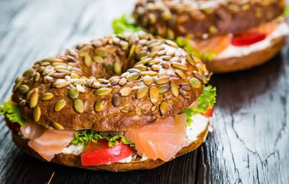 Fish, tomatoes, hamburger, delicious, salad, buns