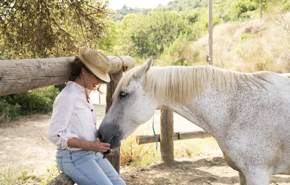 Picture Girl, Horse, Smile, Two, Spain, Barcelona, Barcelona, Spain