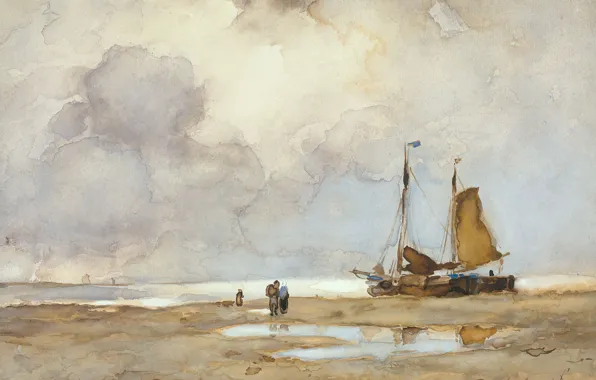 Figure, Beach, watercolor, 1903, Johan Hendrik Weissenbruch, Johan Hendrik Weissenbruch