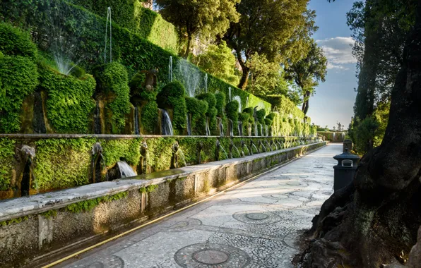 Picture Italy, fountain, alley, Tivoli, Villa d'este
