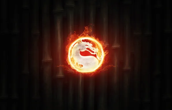 Fire, Logo, Bamboo, Background, Logo, Fire, Mortal Kombat, Kombat