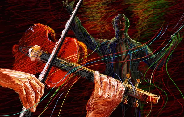 Picture violin, vector, concert, violinist, sounds, touch, conductor