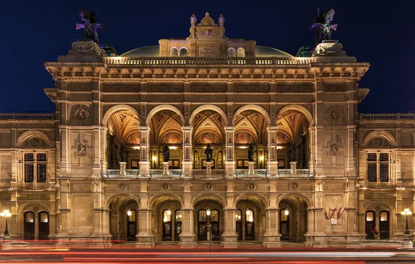 Opera, Opera House, Vienna, Vienna, at night, nightshot, Staatsoper, Opera