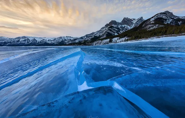 Picture ice, mountains, lake, Canada, Albert