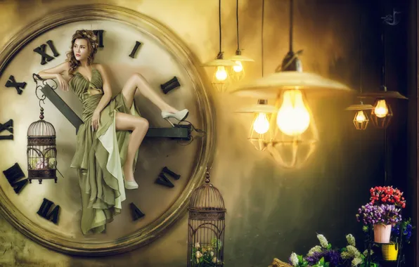 Picture girl, background, watch