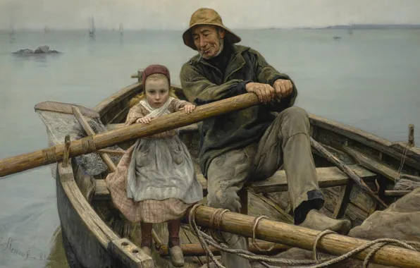 1881, French painter, French painter, The helping hand, A helping hand, Emile Renouf, Emil Renouf