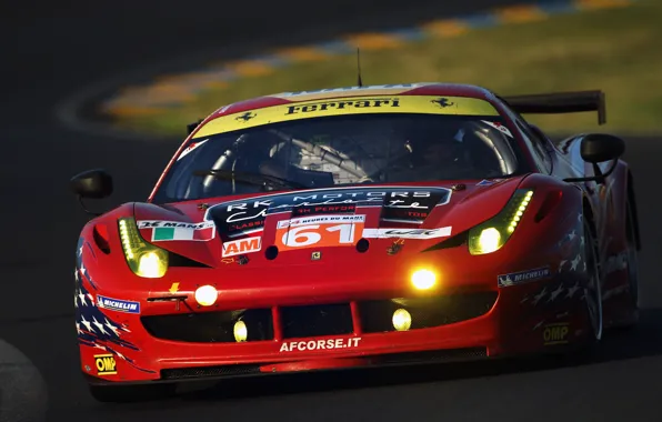 The Mans, Ferrari, red, 458, Italia, 24 Hours of Le Mans, GTC 2011, car wallpaper