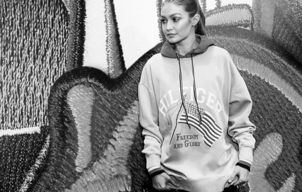 Model, black and white, Gigi Hadid