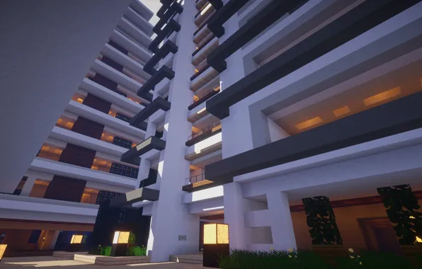 Street, Skyscrapers, Minecraft, Modern