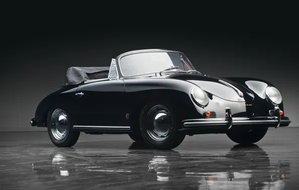 Picture Porsche, black, 356, 1958, Porsche 356A 1600 Cabriolet