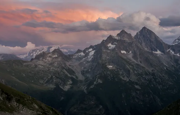 The sky, clouds, mountains, nature, rocks