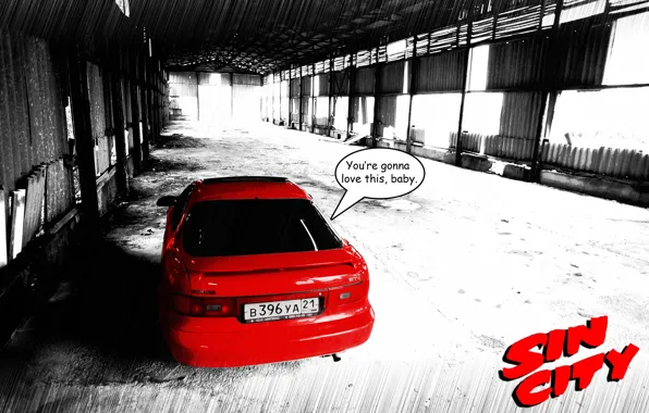 Machine, sin city, Toyota, red, jdm, Toyota, celica, Japanese