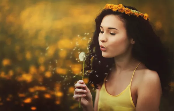 Wallpaper dandelion, hair, curls, wreath
