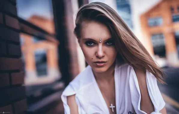 Look, girl, face, hair, portrait, piercing, Yura Warner, Olga Serbina