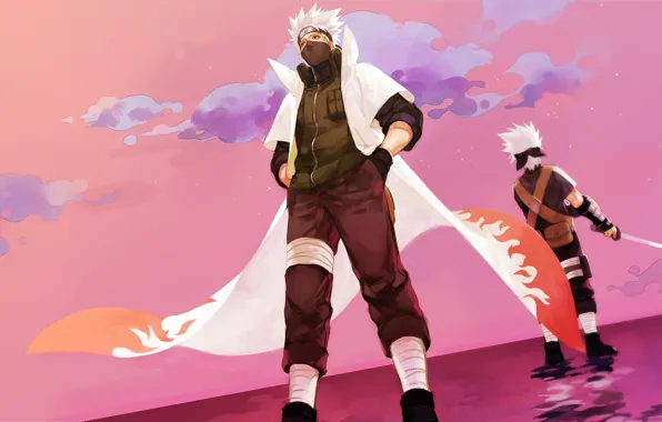 Sea, clouds, sunset, naruto, art, kakashi hatake