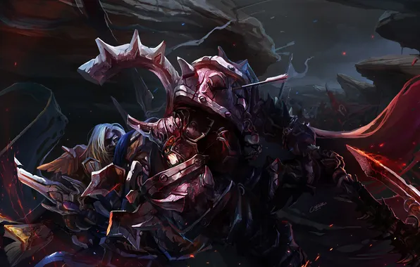 Picture weapons, blood, armor, blow, WoW, World of Warcraft, warriors, chenbo