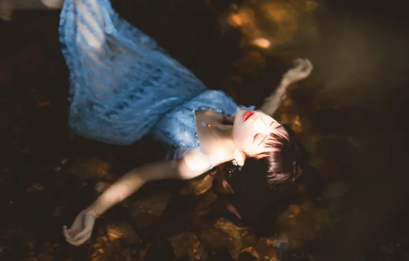 Beautiful, Asian, Model, Water, Woman, Pretty, Outdoor, Closed Eyes