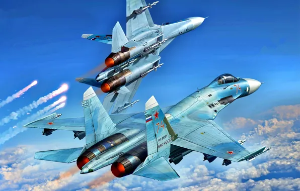 Picture Pair, multipurpose, highly maneuverable, Videoconferencing Russia, all-weather fighter-interceptor, the aircraft superiority in the air, Su-27