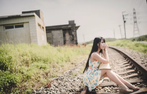 Picture road, girl, Asian