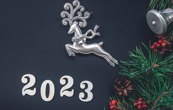 Background, deer, figures, New year, date, 2023, New Year 2023