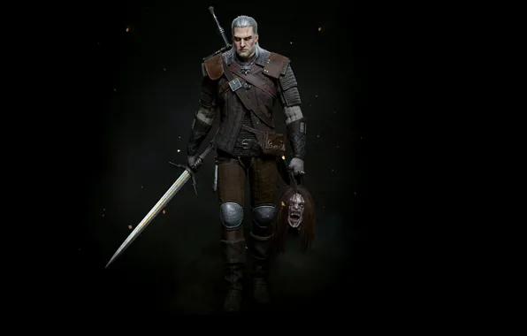 Swords, Black background, Geralt of Rivia, Gwynbleidd, White Wolf, The Witcher 3 Wild Hunt, The …