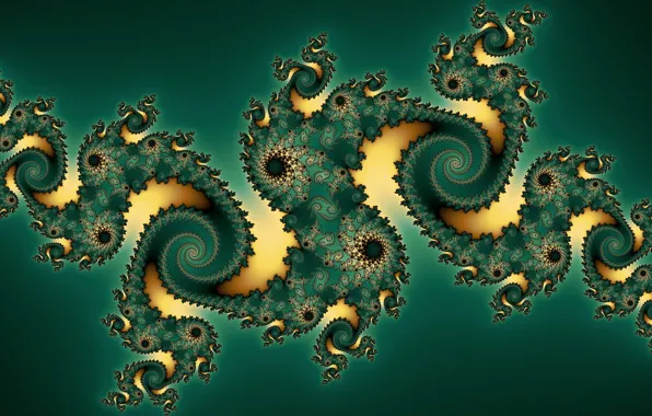 Picture line, abstraction, Wallpaper, pattern, curls, fractal, picture, green background